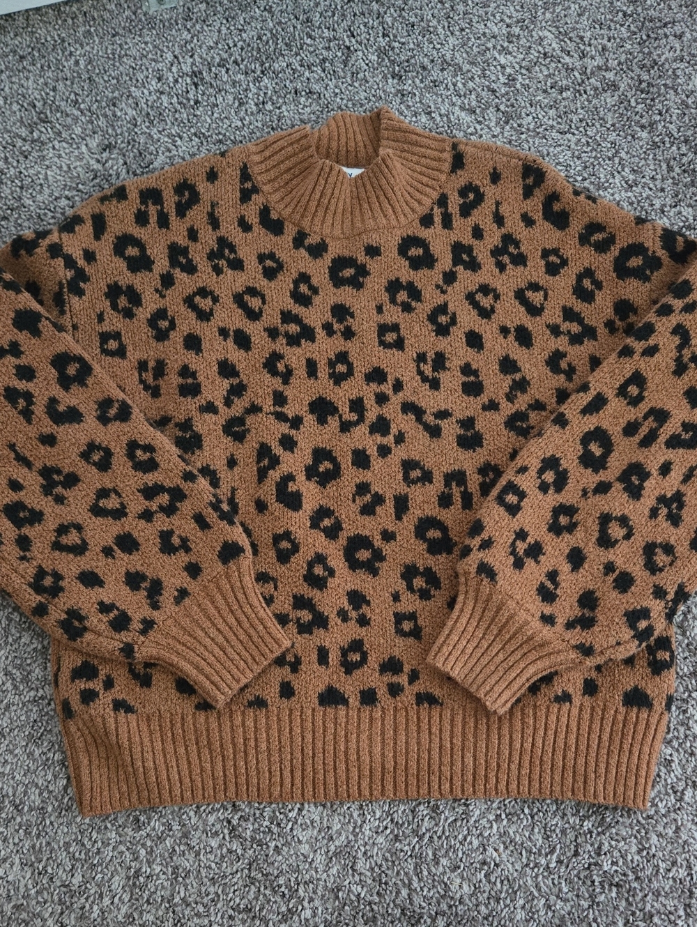 Leopard Print Mock Neck Sweater